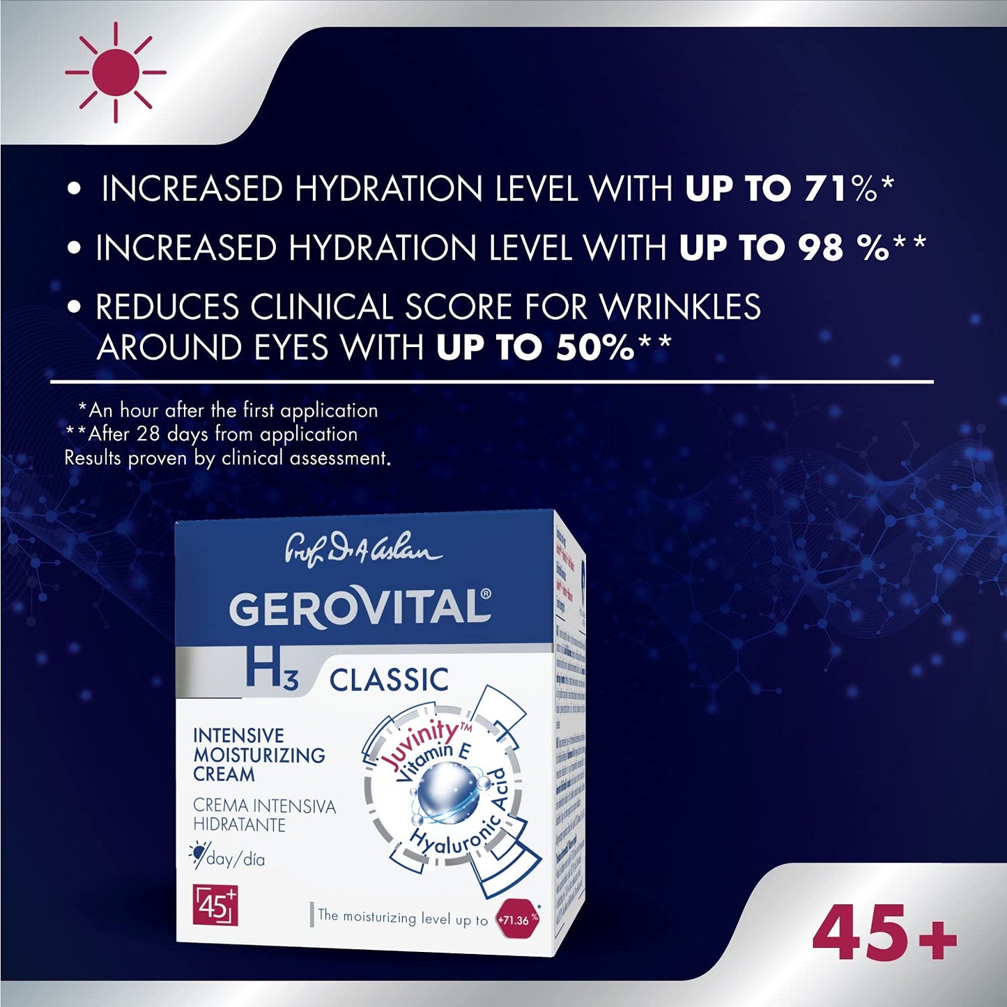 GEROVITAL CLASSIC Intensive Moisturizing Face Cream with Hyaluronic Acid and Vitamin E, Anti Wrinkle, Anti-Aging Face Cream, Nourishing, Deeply Hydrating, 50 ml