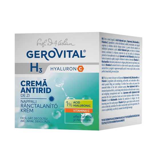 Gerovital H3 Hyaluron C - Anti-Wrinkle Cream Day Care with 1%Hyaluronic Acid, 30+, 50 ml