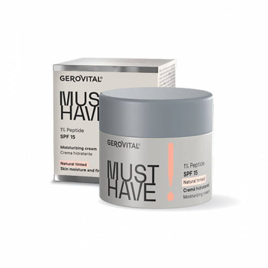 Gerovital Must Have - Moisturizing Cream with 1% Peptide and SPF15, natural tinted, 20+, 50 ml