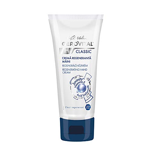GEROVITAL CLASSIC Moisturizing Hand Cream for Dry, Cracked Hands with Hyaluronic Acid, Juvinity™, Vitamin E, Regenerating Cream, Nourishes and Softens, 100 ml