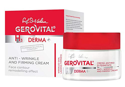 GEROVITAL DERMA+ Anti-Wrinkle and Firming Face Cream with Hyaluronic Acid, Sepilift, Vitamins A and E, Day and Night Moisturizing Face Cream, for Dry Skin, 50 mililiters