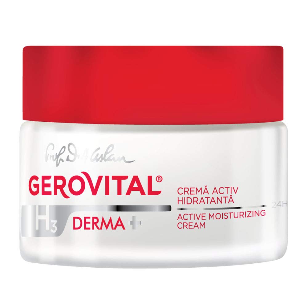 GEROVITAL DERMA+ All Day Active Moisturizing Face Cream, Anti-Wrinkle Facial Cream, Deep Hydration, Elastic and Tonic Skin, for Dry Skin, 50 mililiters