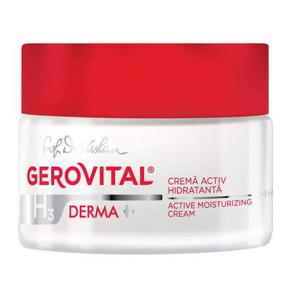 GEROVITAL DERMA+ All Day Active Moisturizing Face Cream, Anti-Wrinkle Facial Cream, Deep Hydration, Elastic and Tonic Skin, for Dry Skin, 50 mililiters