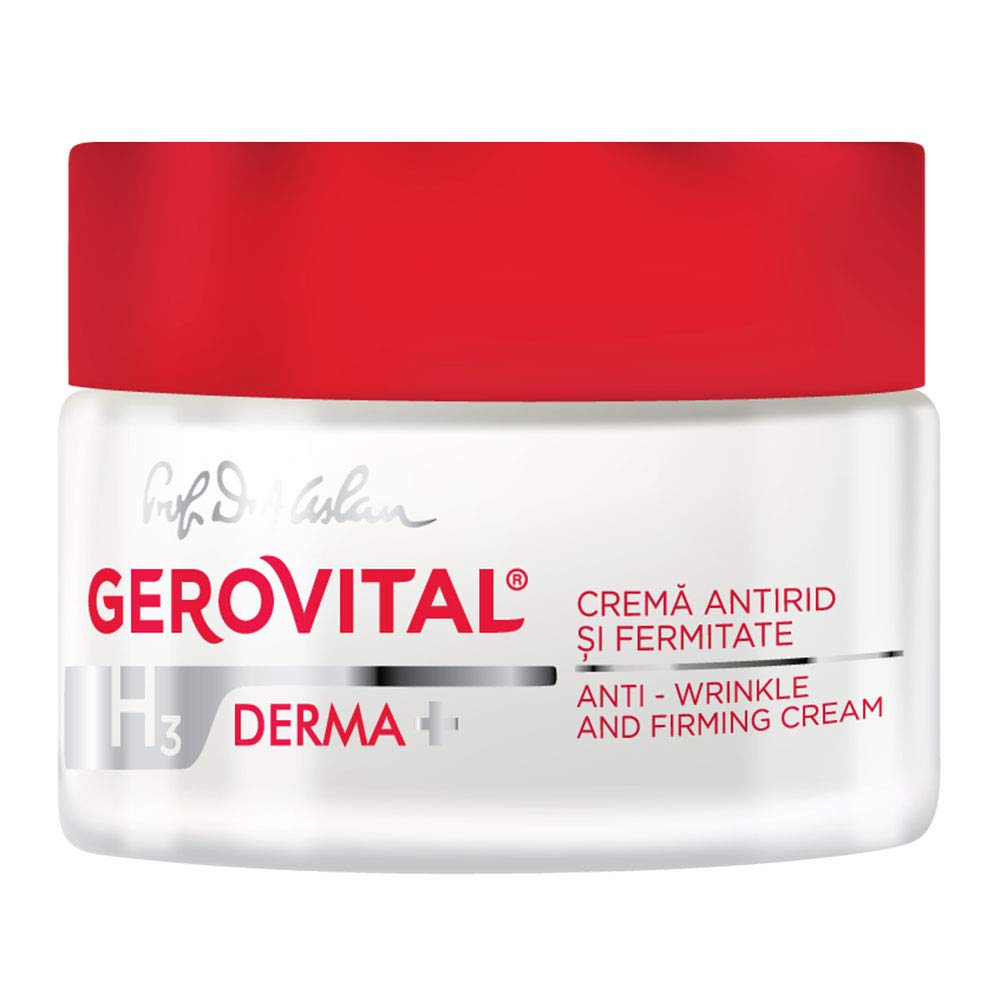 GEROVITAL DERMA+ Anti-Wrinkle and Firming Face Cream with Hyaluronic Acid, Sepilift, Vitamins A and E, Day and Night Moisturizing Face Cream, for Dry Skin, 50 mililiters