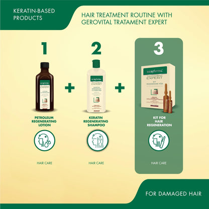 GEROVITAL TRATAMENT EXPERT - Kit Hair Growth Serum, Hair Regeneration, Hydrates and Prevents Hair Loss, 20 ampoules: 10×10 ml and 10×5 ml