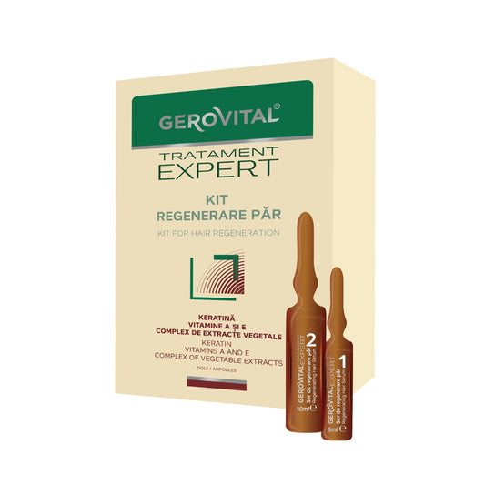 GEROVITAL TRATAMENT EXPERT - Kit Hair Growth Serum, Hair Regeneration, Hydrates and Prevents Hair Loss, 20 ampoules: 10×10 ml and 10×5 ml