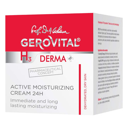 GEROVITAL DERMA+ All Day Active Moisturizing Face Cream, Anti-Wrinkle Facial Cream, Deep Hydration, Elastic and Tonic Skin, for Dry Skin, 50 mililiters