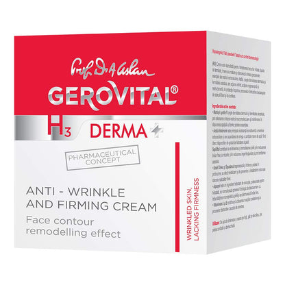 GEROVITAL DERMA+ Anti-Wrinkle and Firming Face Cream with Hyaluronic Acid, Sepilift, Vitamins A and E, Day and Night Moisturizing Face Cream, for Dry Skin, 50 mililiters