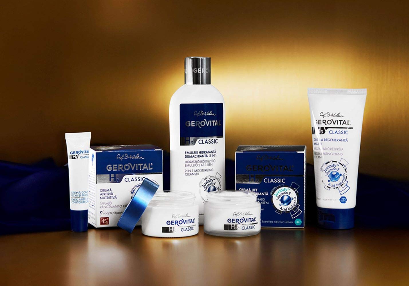 GEROVITAL CLASSIC Moisturizing Hand Cream for Dry, Cracked Hands with Hyaluronic Acid, Juvinity™, Vitamin E, Regenerating Cream, Nourishes and Softens, 100 ml