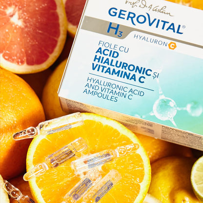 GEROVITAL HYALURON C Hyaluronic Acid Serum for Face with Vitamin C, Intensive Anti-Wrinkle Face Treatment, Hydrating, Face Moisturizer, for Normal, Mixed, Dry Skin, 10 vials x 2 ml