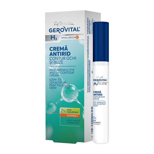 Gerovital H3 Hyaluron C - Anti-Wrinkle Eye and Lips Contour Cream with 2% Hyaluronic Acid, 30+, 15 ml