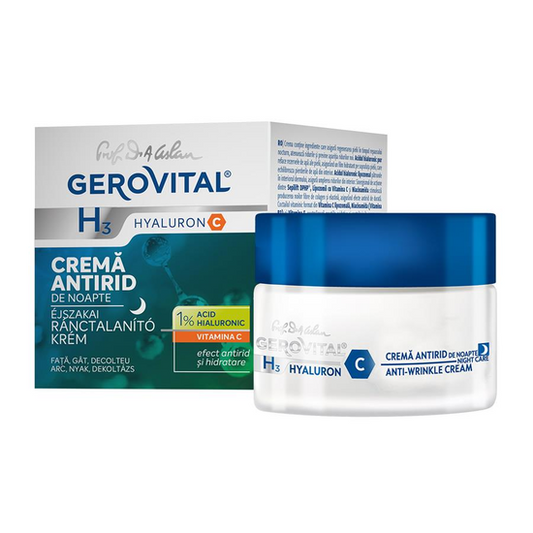 Gerovital H3 Hyaluron C - Anti-Wrinkle Cream Night Care with 1% Hyaluronic Acid, 30+, 50 ml