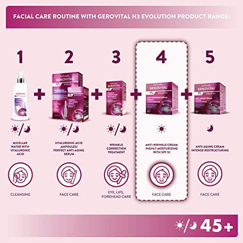 Gerovital H3 Evolution - Anti-Wrinkle Cream Highly Moisturizing With Superoxide Dismutase, 45+, 50 ml