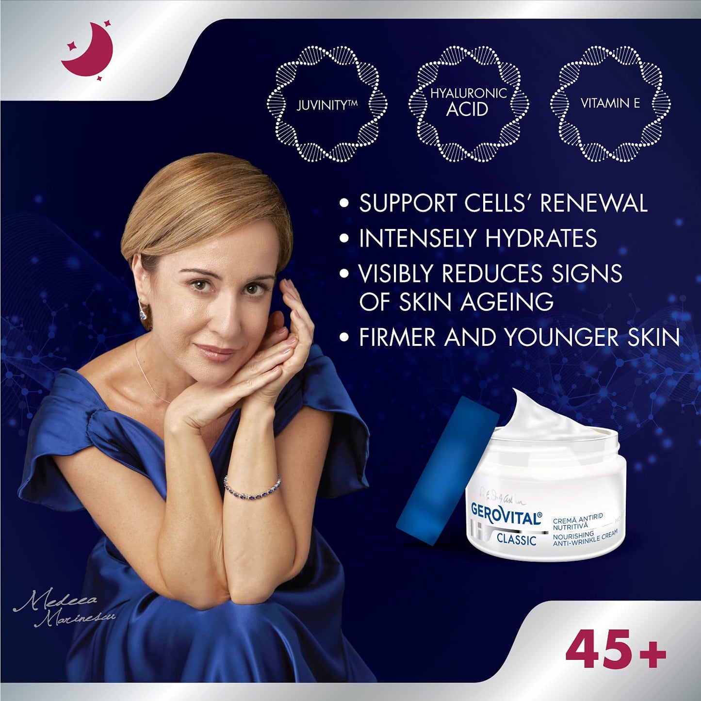 Gerovital H3 Classic - Nourishing Anti-Wrinkle Night Cream with Juvinity™ + Vitamin E + Hyaluronic Acid, 45+, 50 ml